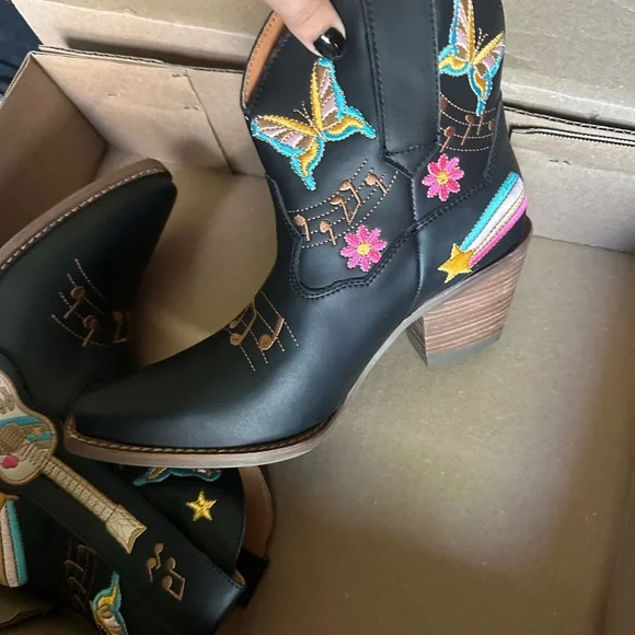 dingo Black Western Ankle Boots (melody) - Picture 1 of 5